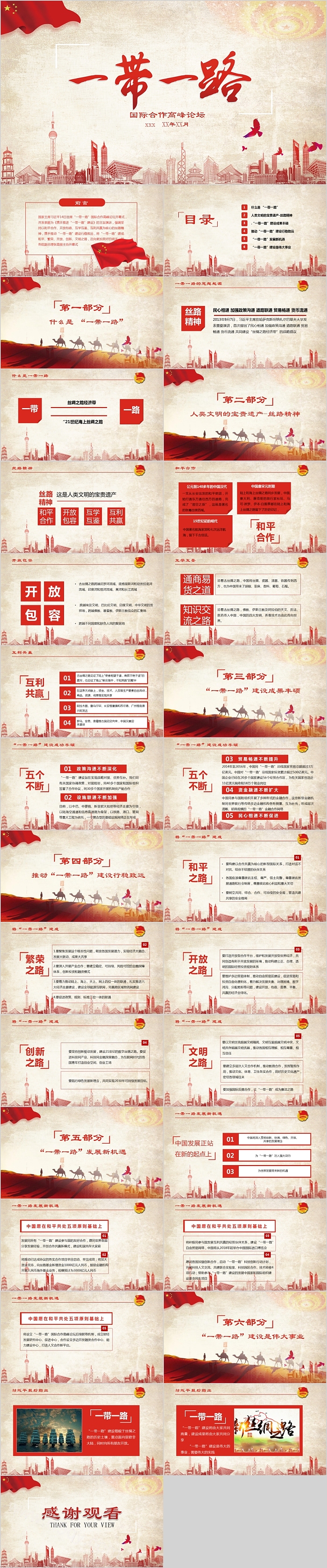 简约一带一路国际合作高峰论坛PPT模板