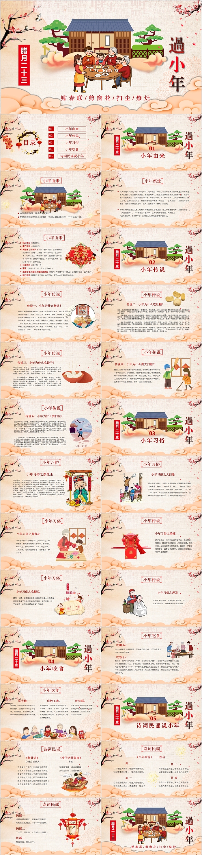 春节习俗传统节日过小年PPT模板