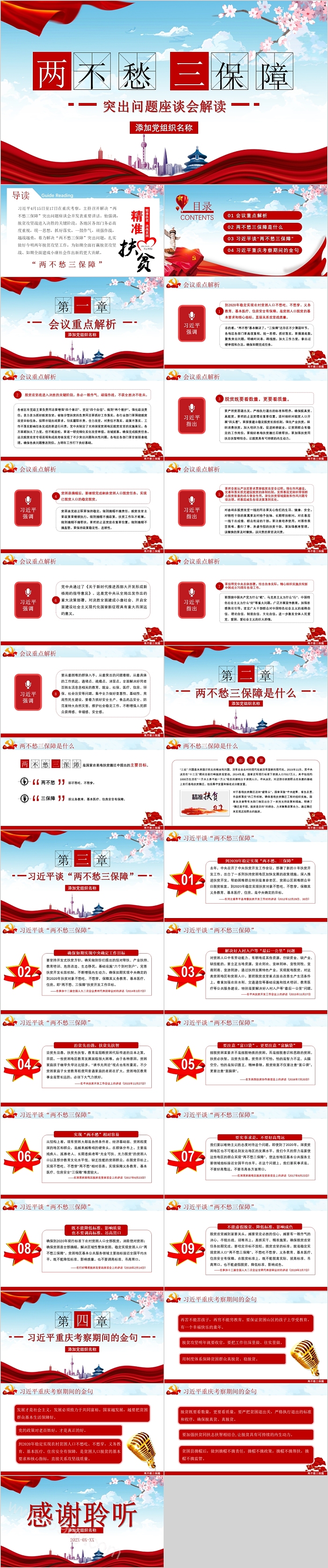 红色两不愁三保障突出问题座谈会解读党课PPT