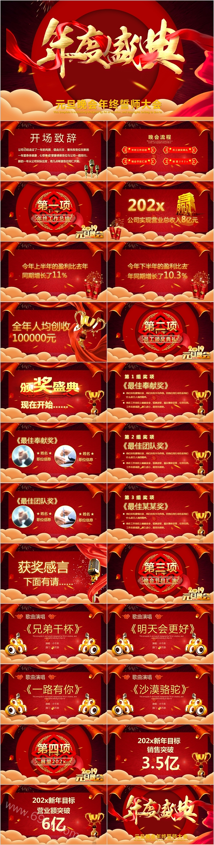 元旦晚会年终誓师大会PPT模板