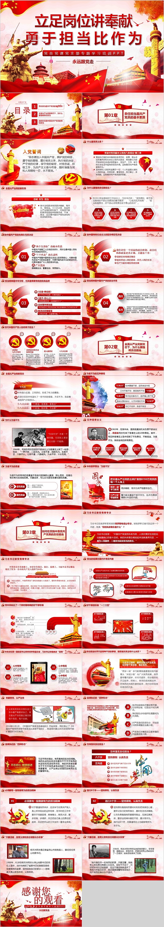 立足岗位讲奉献勇于担当比作为党员党课党支部专题学习培训PPT微党课第二批不忘初心PPT