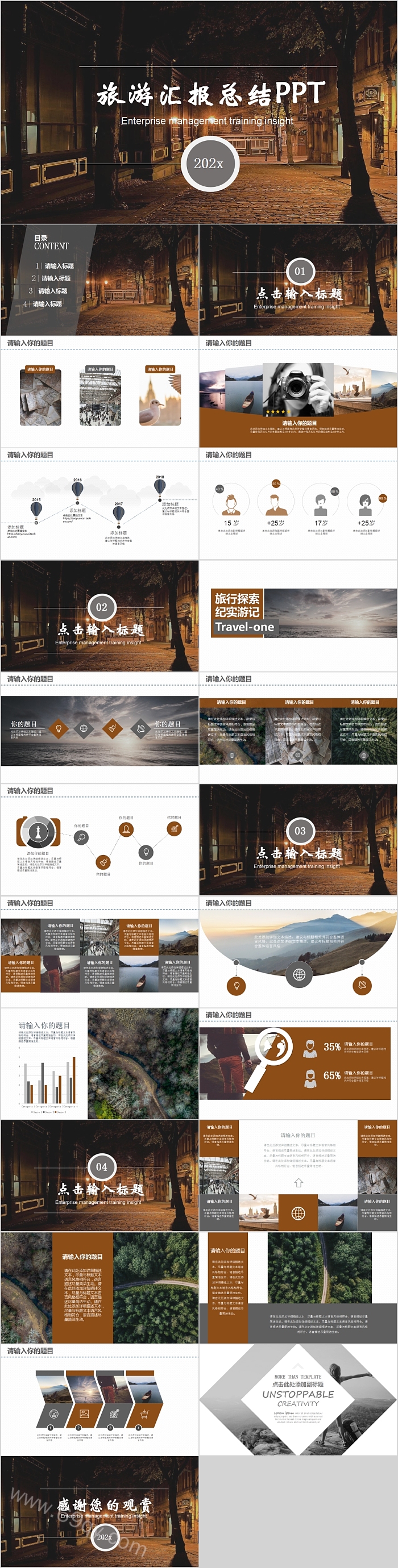 简约风旅游汇报总结PPT模板