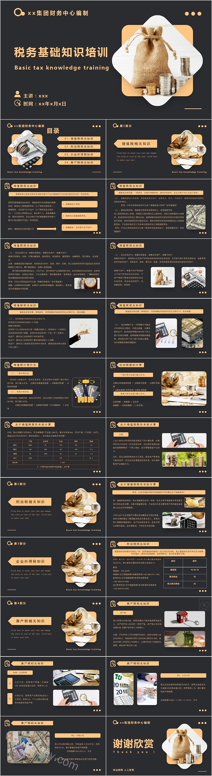 黑色简约税务基础知识培训PPT模板