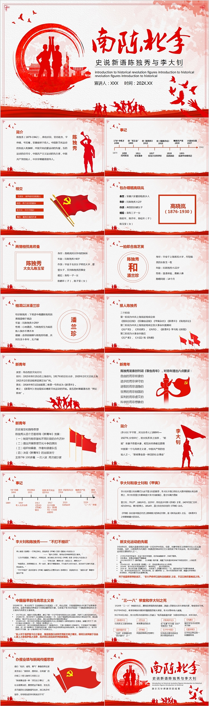 南陈北李史说新语陈独秀与李大钊PPT模板