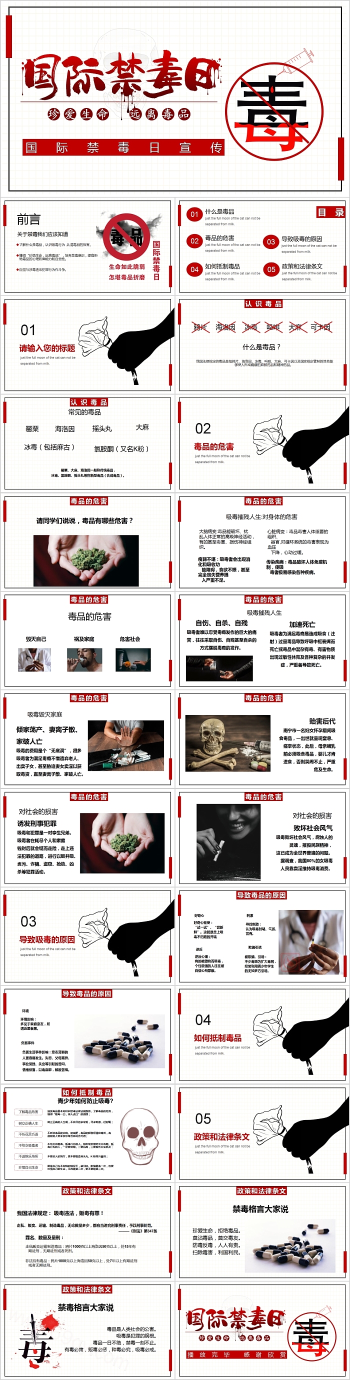 国际禁毒日禁毒教育宣传PPT