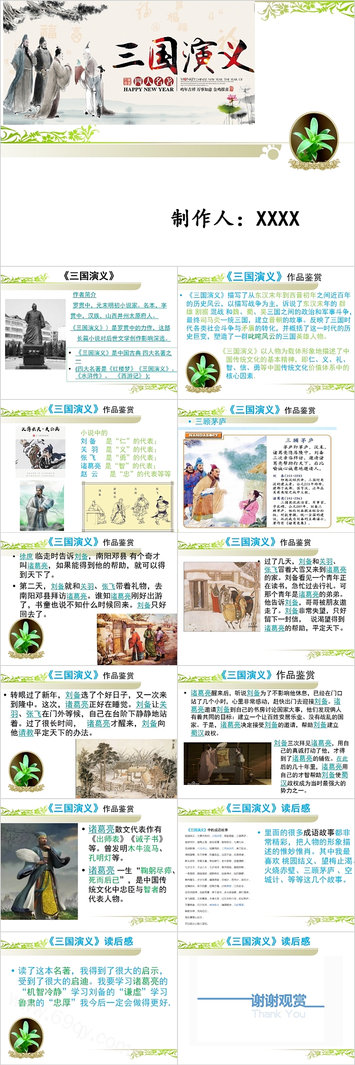 四大名著之一《三国演义》名著导读PPT