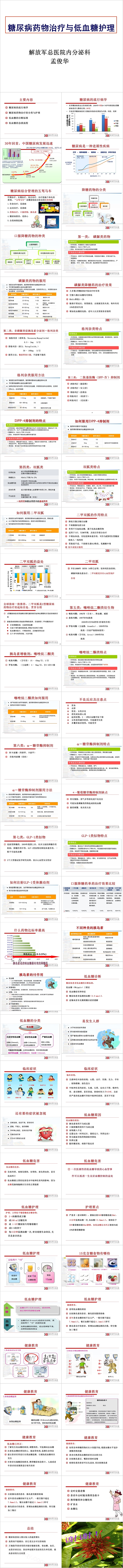 糖尿病药物治疗与低血糖护理ppt模板