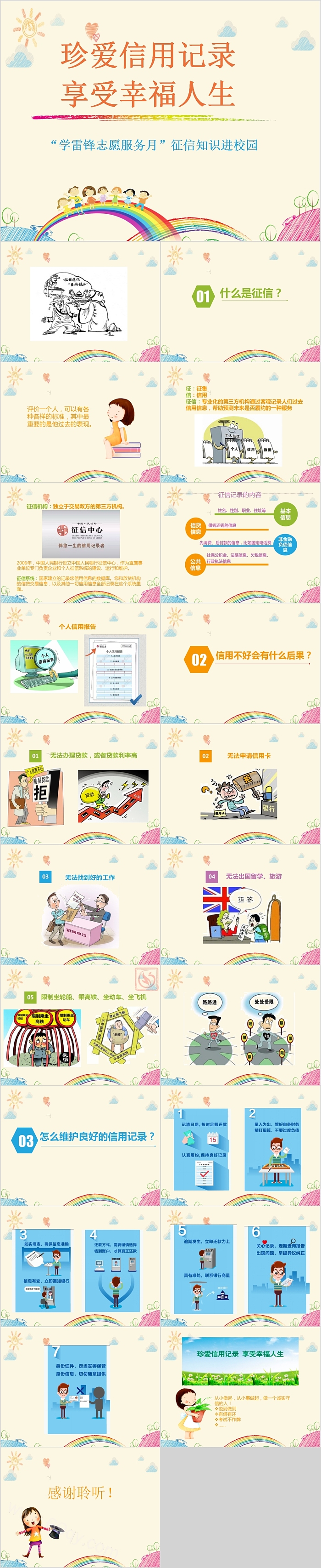 儿童3月5日学雷锋志愿服务月征信知识进校活动PPT课件