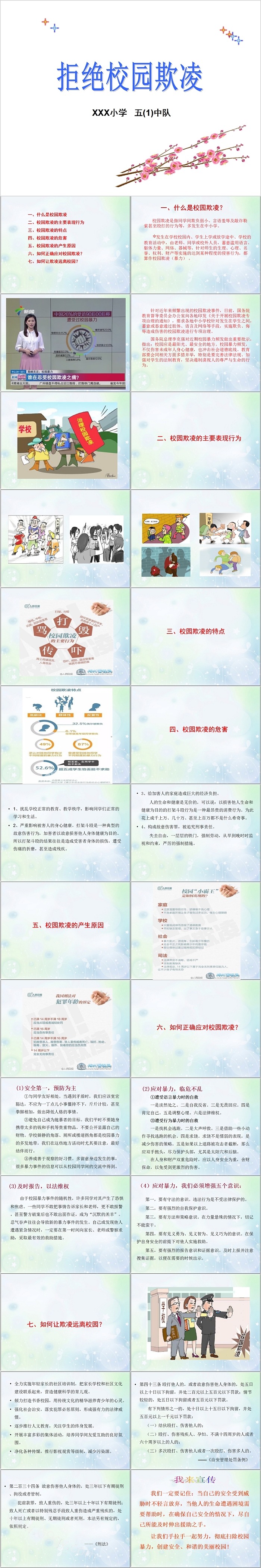 平安校园拒绝校园欺凌PPT模板
