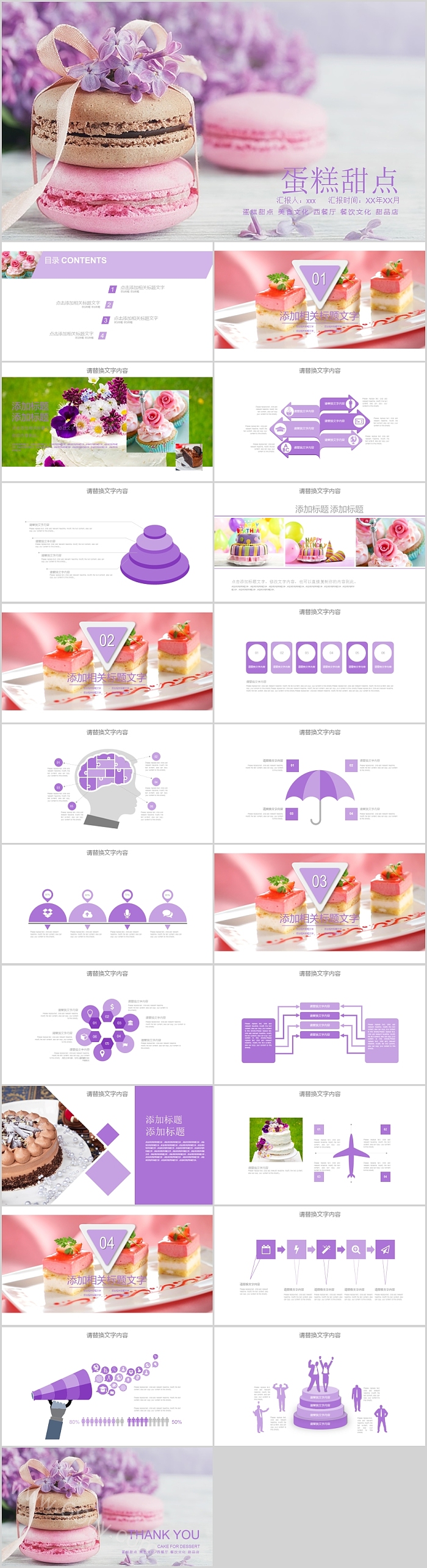 创意简约紫色蛋糕甜点PPT
