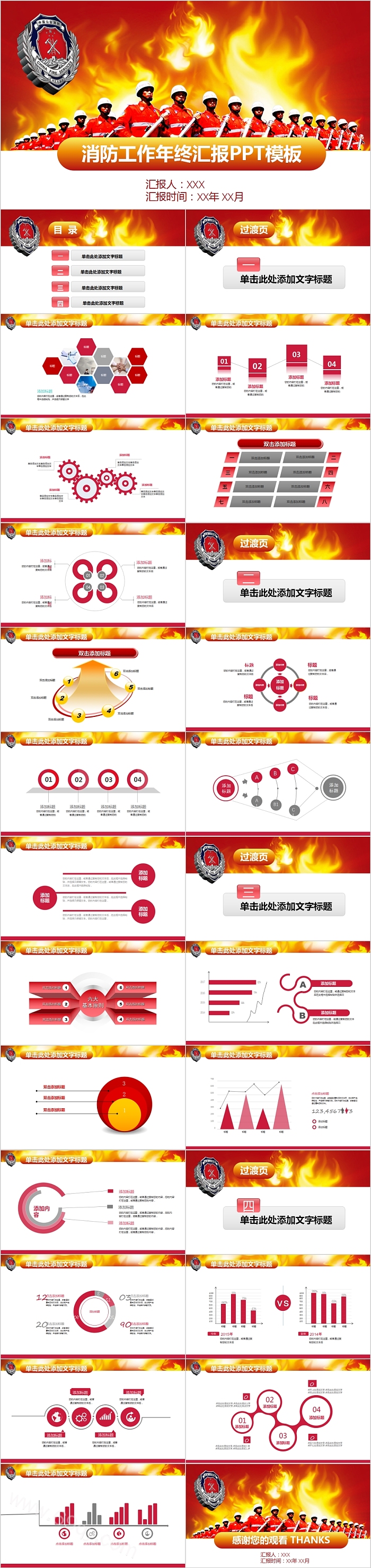 消防工作年终汇报PPT模板
