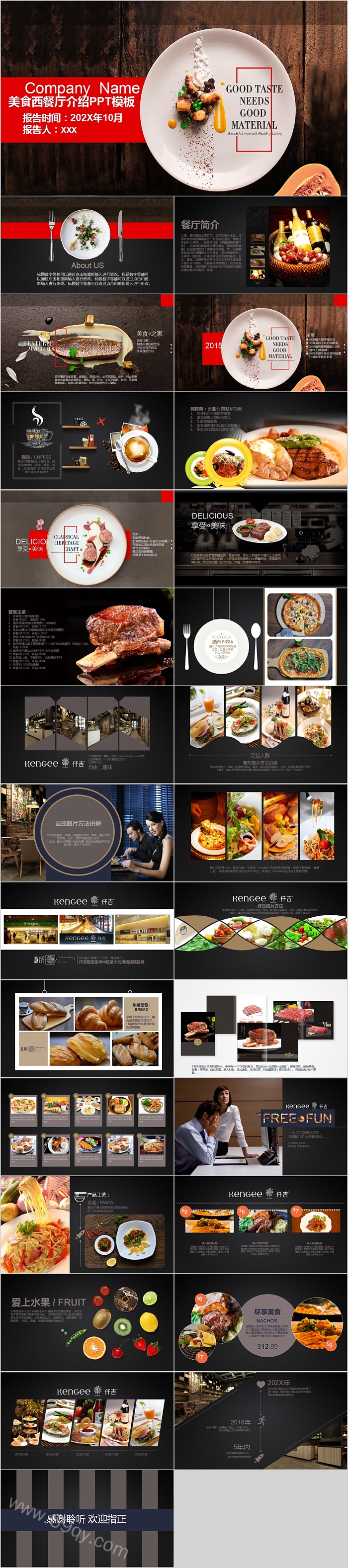 美食西餐厅介绍PPT模板