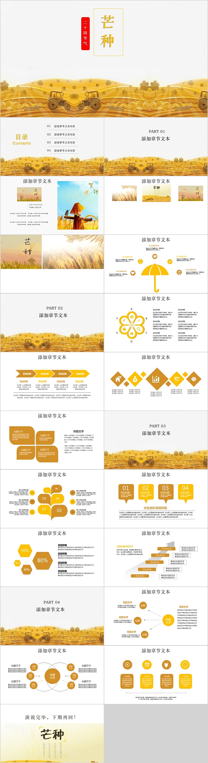 简约中国传统二十四节气芒种PPT模板