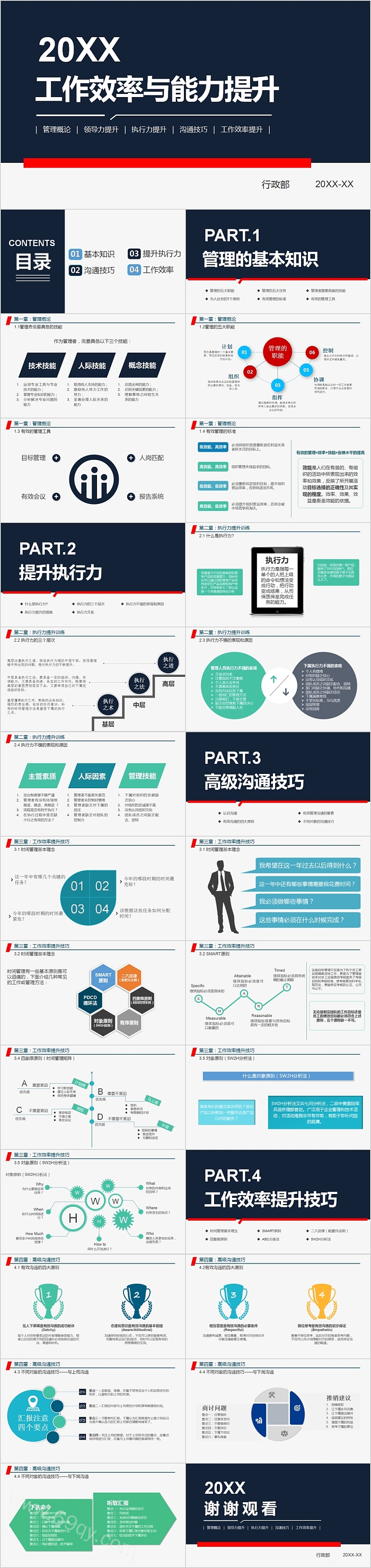 简约商务工作效率与能力提升PPT
