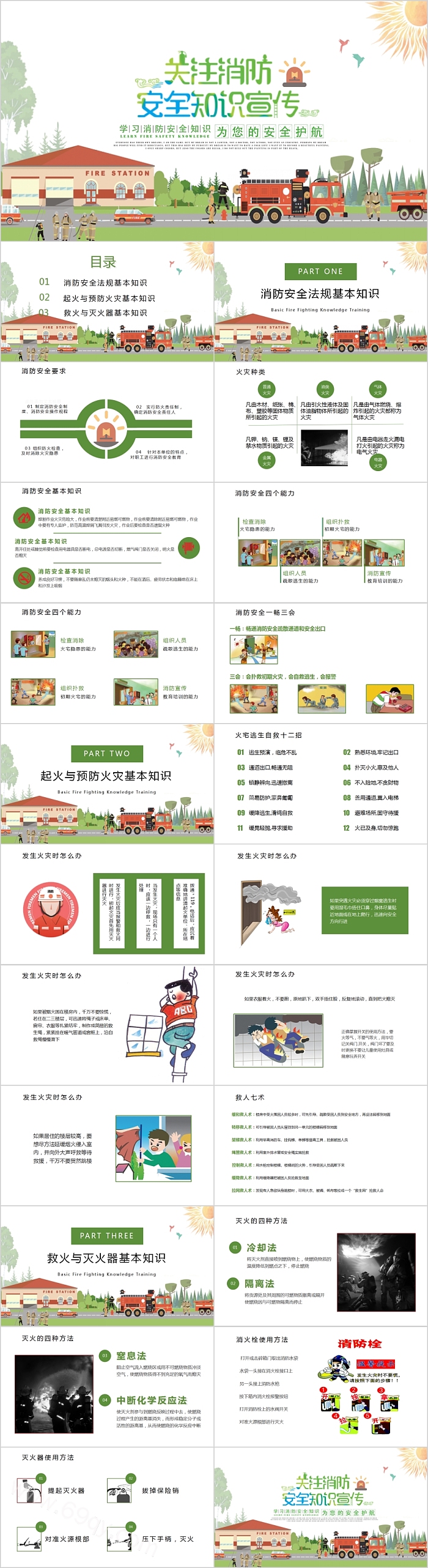 关注消防安全知识宣传PPT模板