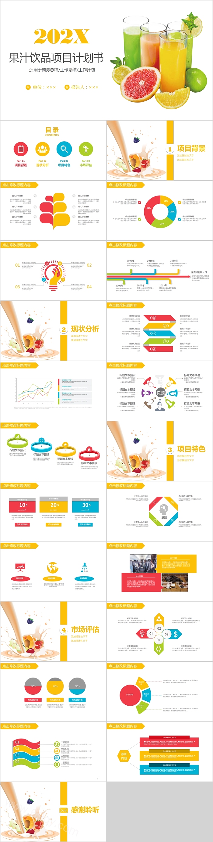 果汁饮品项目计划书PPT模板