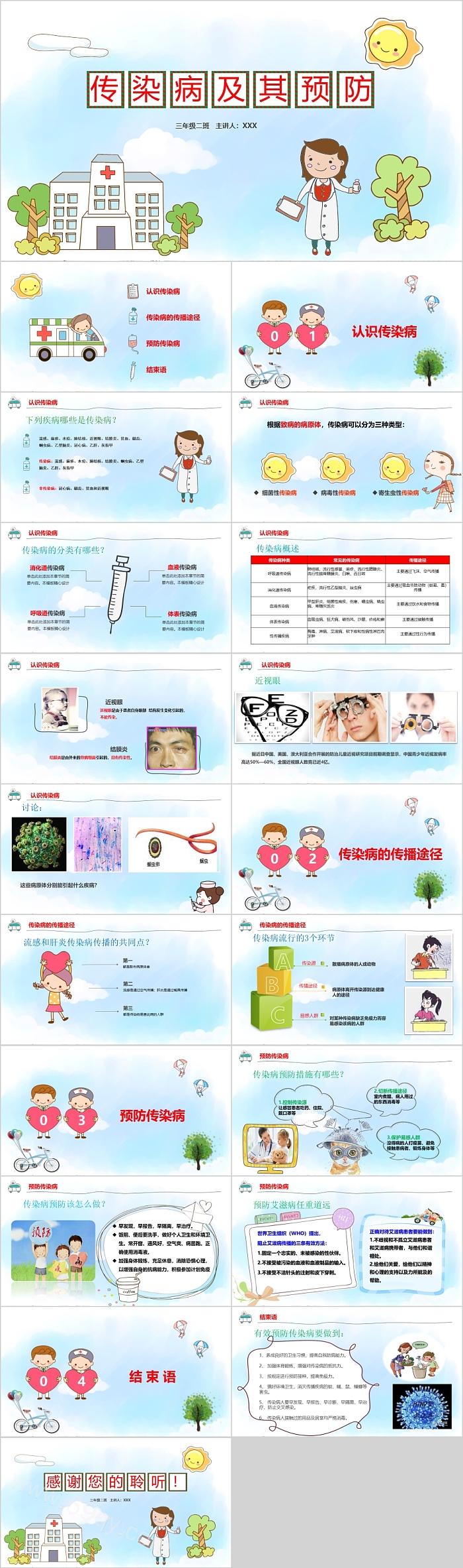 卡通完整版2025秋季常见传染病及其预防知识教育主题班会PPT课件