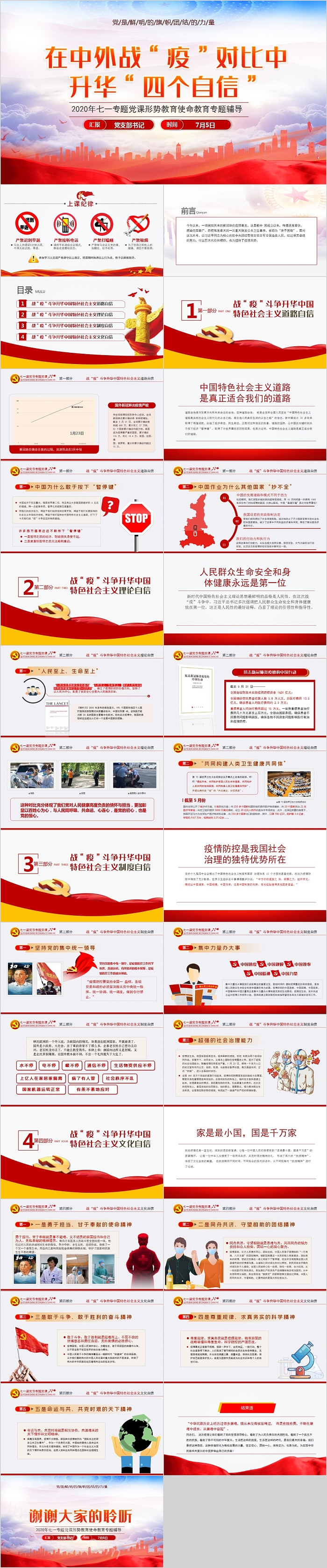 在中外战疫对比中升华四个自信七一专题党课形势教育使命教育专题辅导PPT
