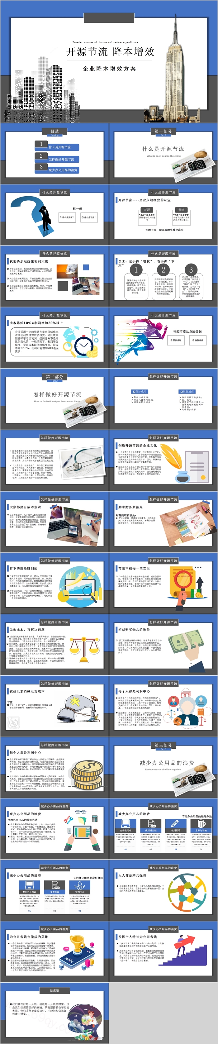 开源节流企业降本增效方案PPT模板