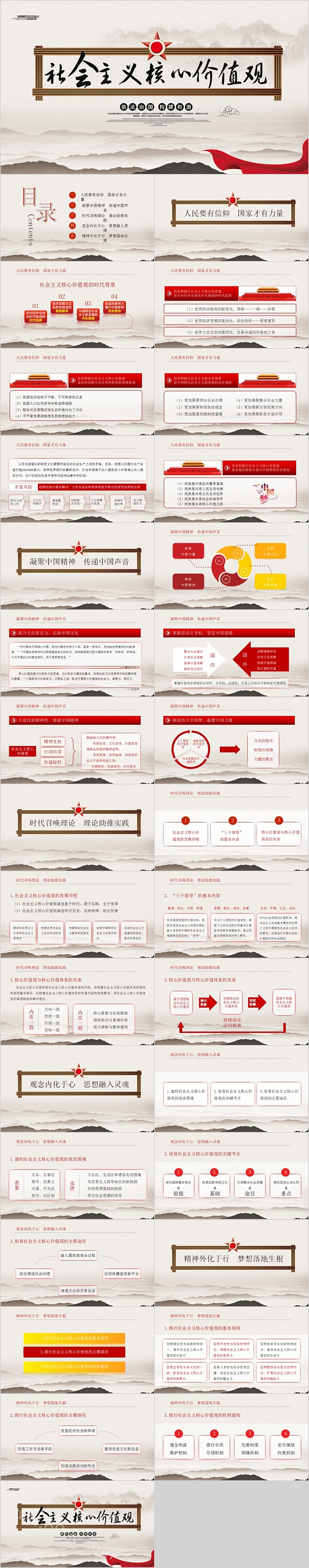 简约社会主义核心价值观PPT模板