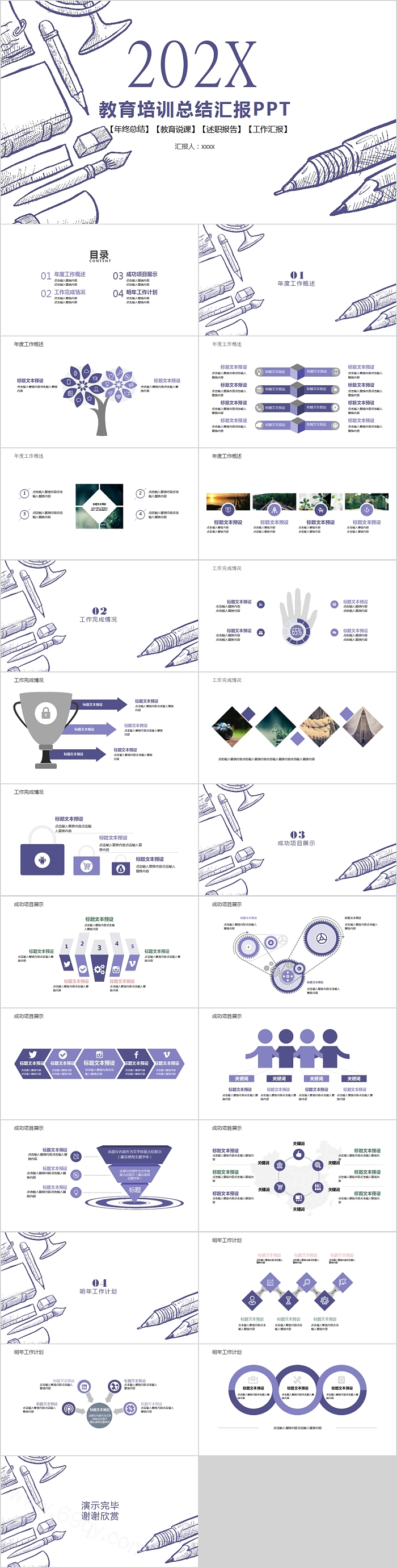 简约清新教育培训总结汇报PPT模板