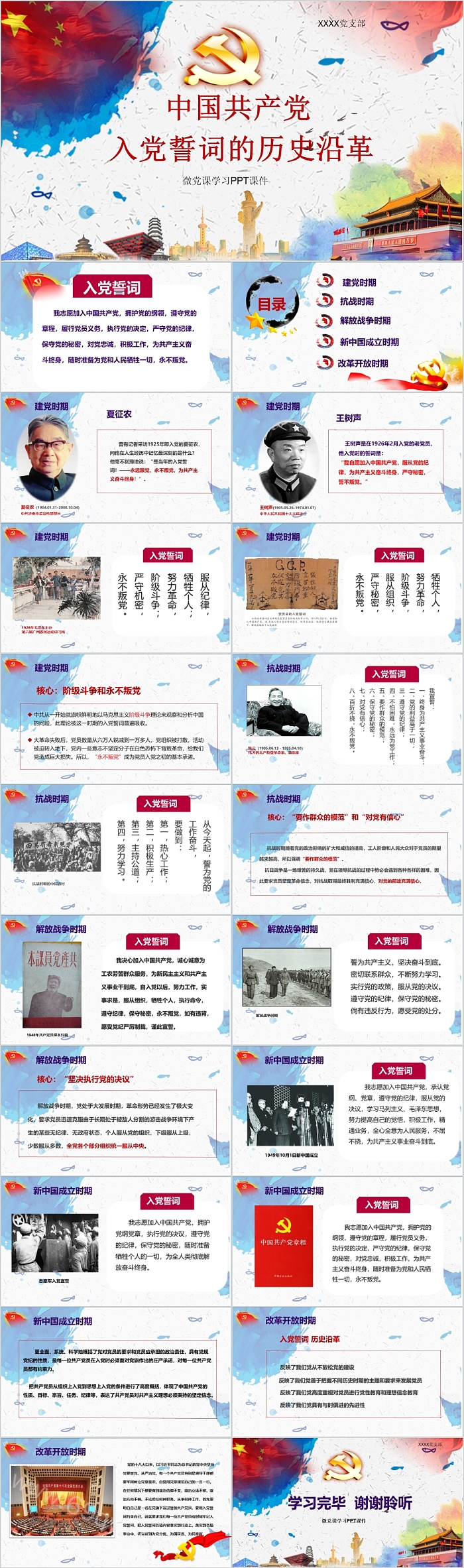 图解中国共产党入党誓词的历史沿革演变党史党课PPT课件