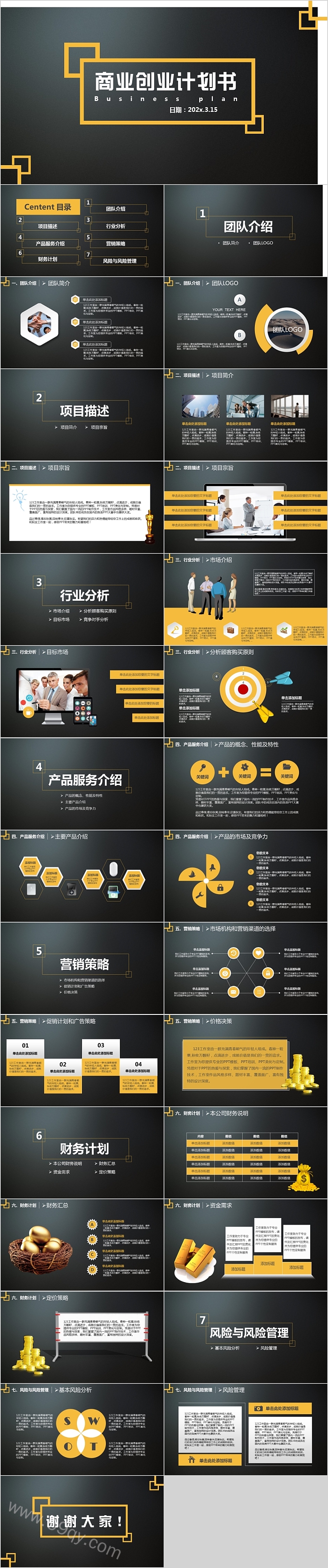 完整版经典高端商业创业企业计划书商业路演融资通用PPT模板
