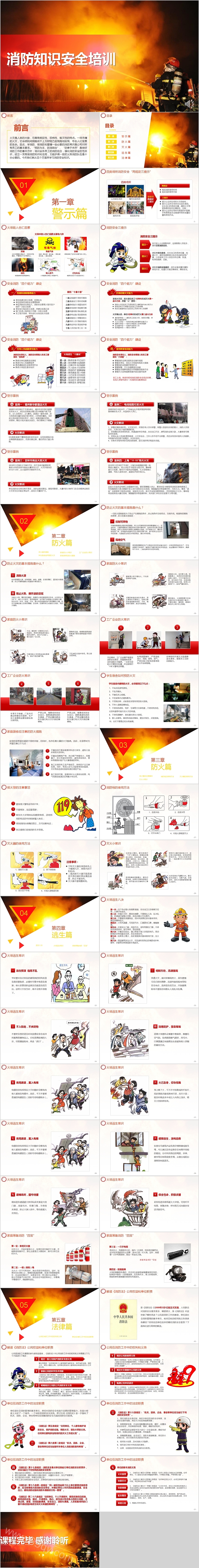 清新简约消防知识安全培训PPT模板