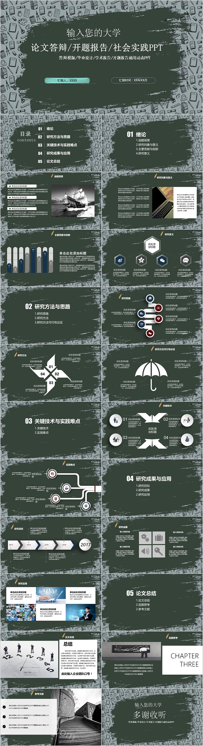 论文答辩开题报告社会实践PPT模版