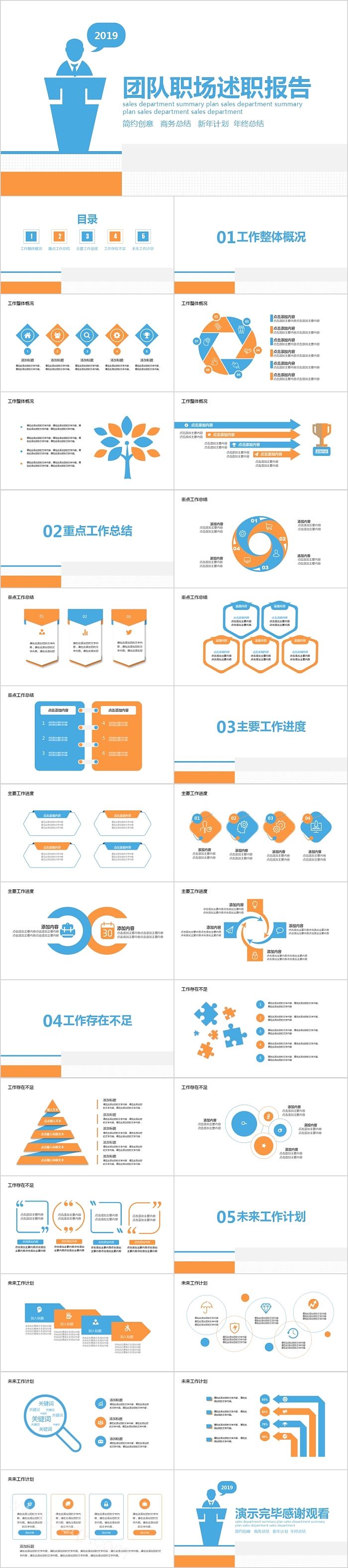 简约创意团队职场述职报告PPT模板
