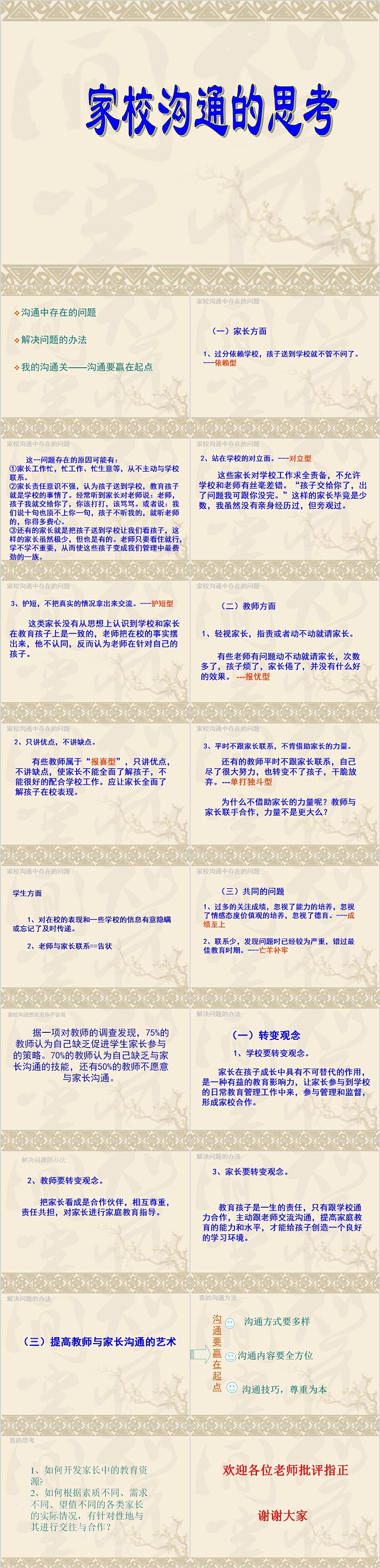 家校沟通的思考PPT模板