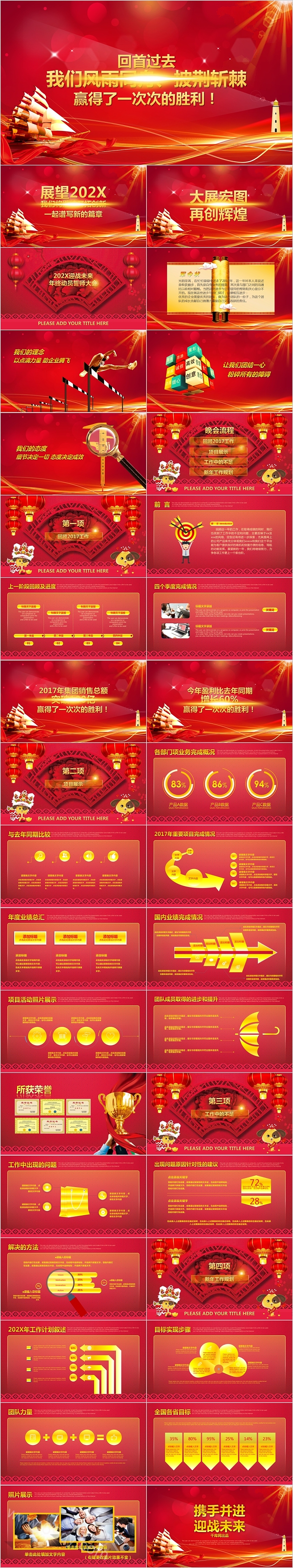 红色大气喜庆202X迎战未来年终动员誓师大会PPT模板