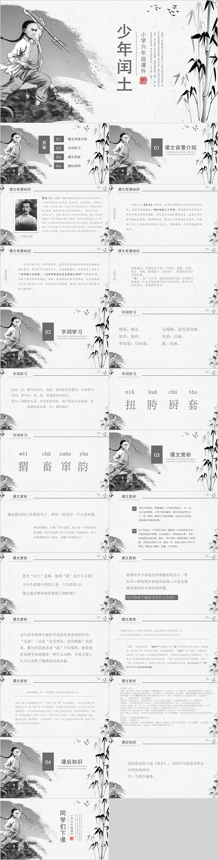 小学六年级语文少年闰土PPT课件