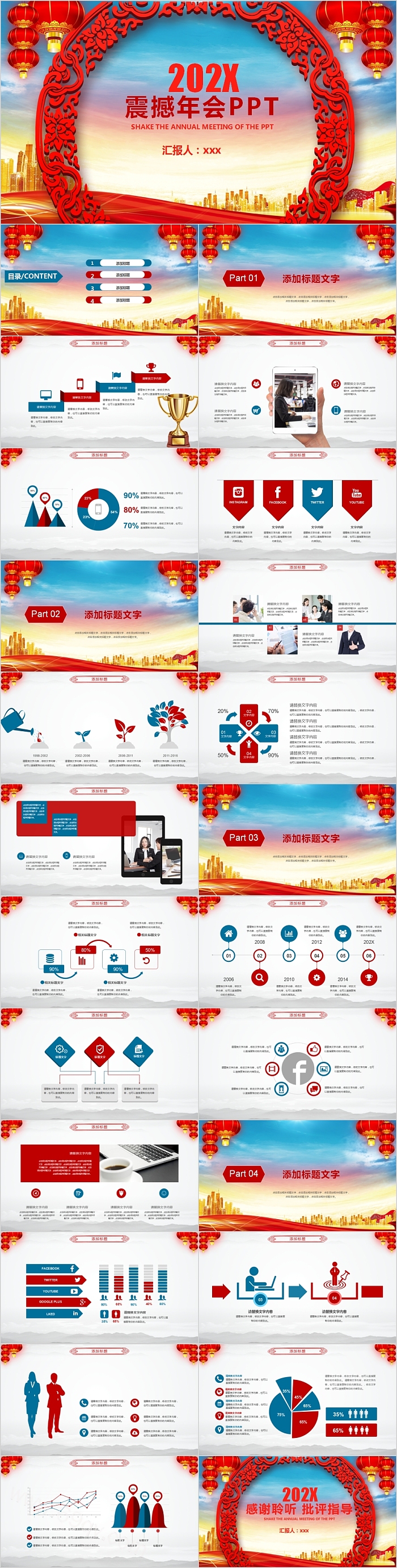 震撼年会总结汇报PPT