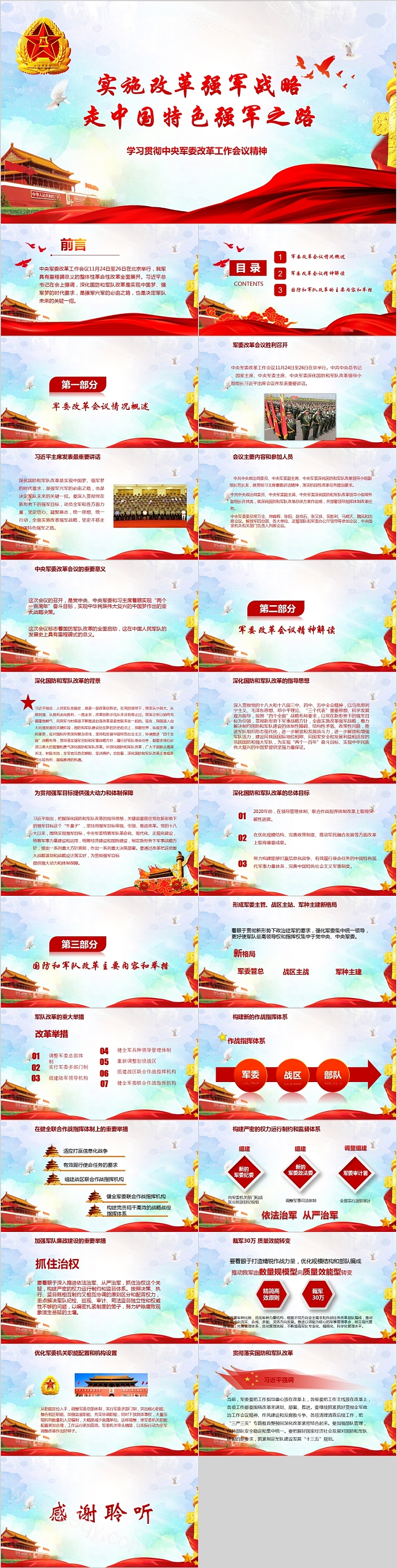 学习贯彻中央军委改革工作会议精神实施改革强军战略走中国特色强军之路PPT