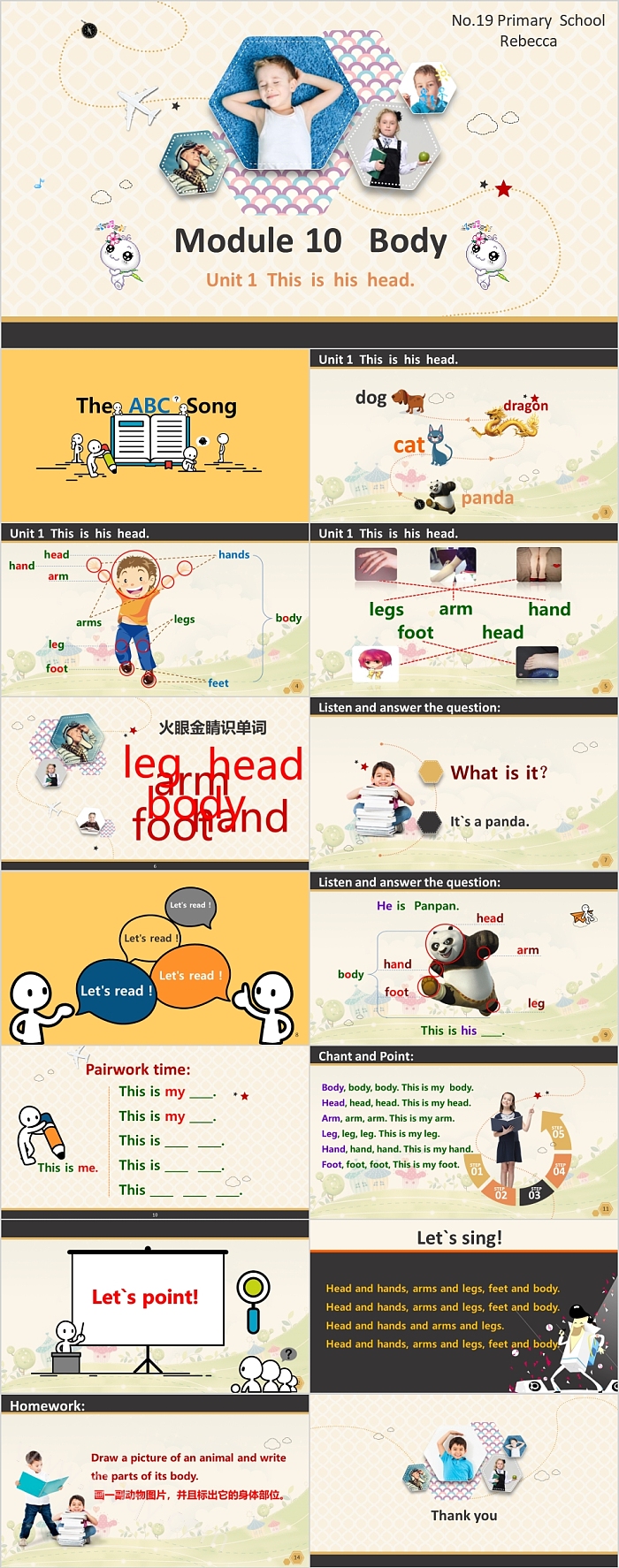 创意卡通实用英语教学课件 module 10 body