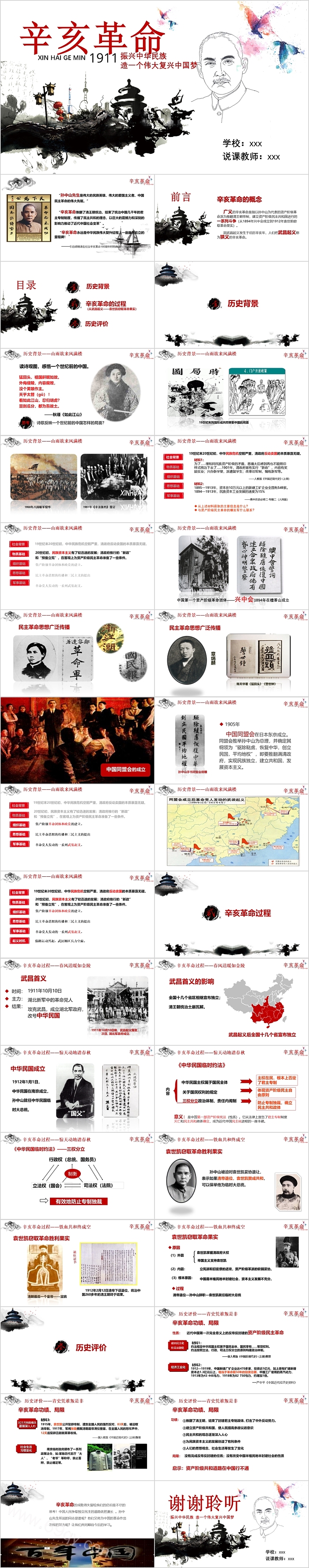 辛亥革命振兴中华党课PPT模板