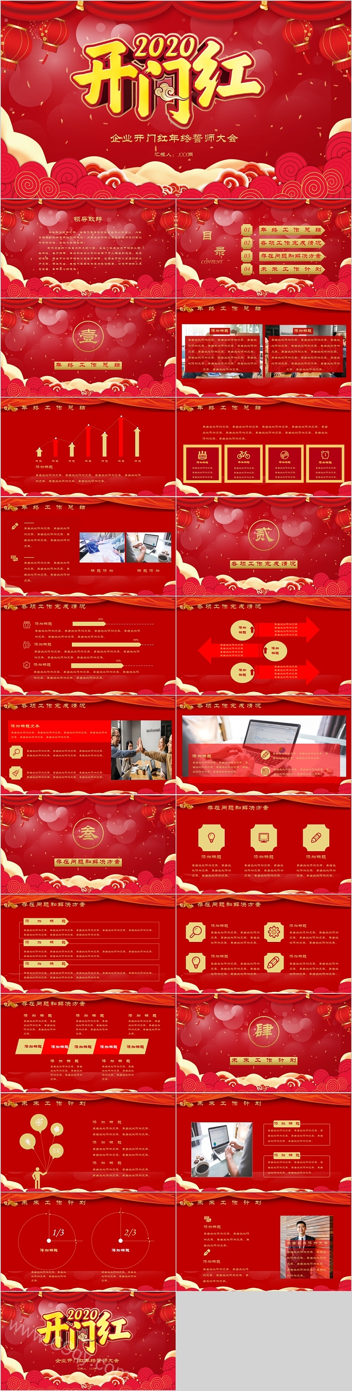 开门红企业年终总结誓师大会PPT模板
