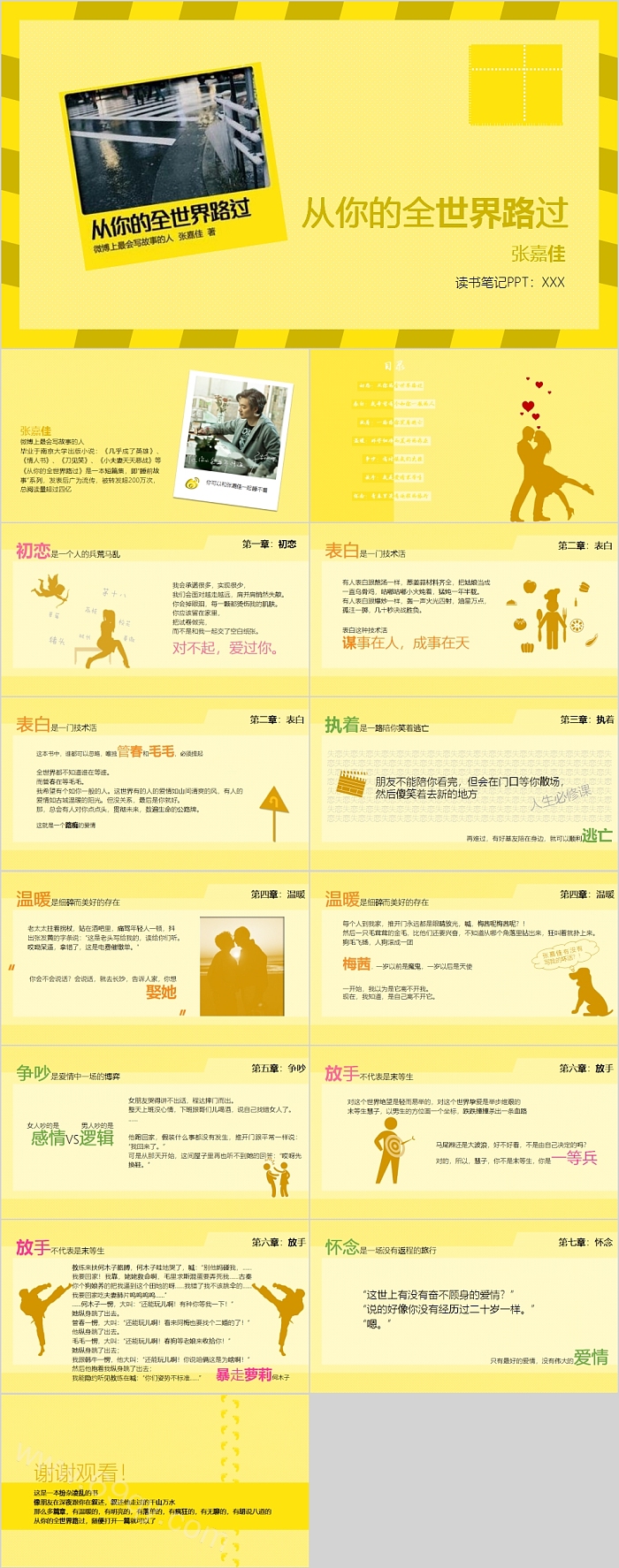 从你的全世界路过读书笔记PPT模板