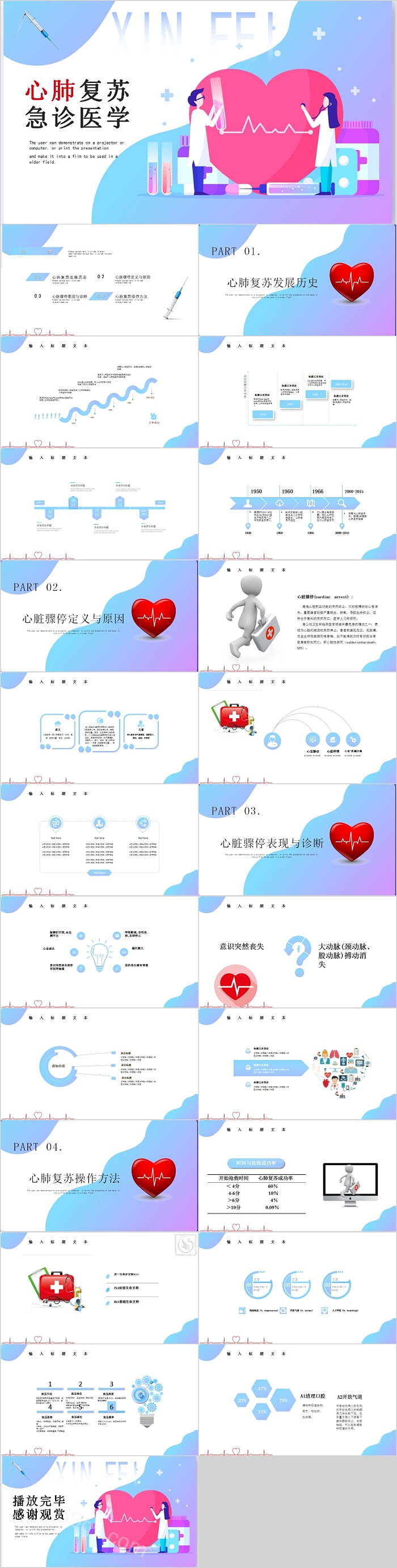 简约急诊医学心肺复苏救护PPT模板