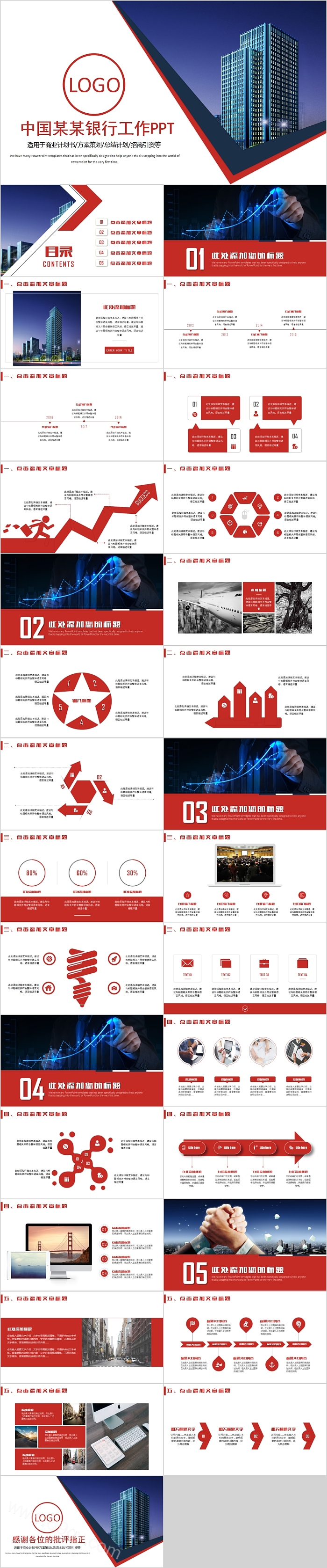 中国银行工作总结报告PPT模板