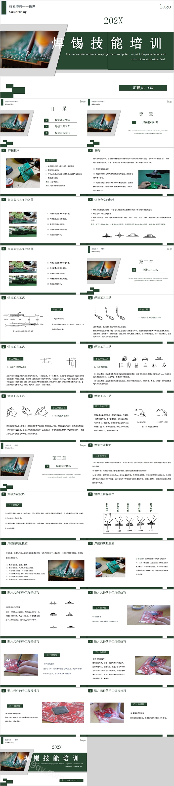 清新简约锡焊技能培训PPT模板