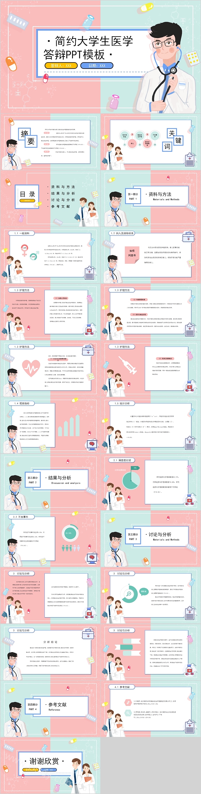 简约创意大学生医学答辩PPT模板