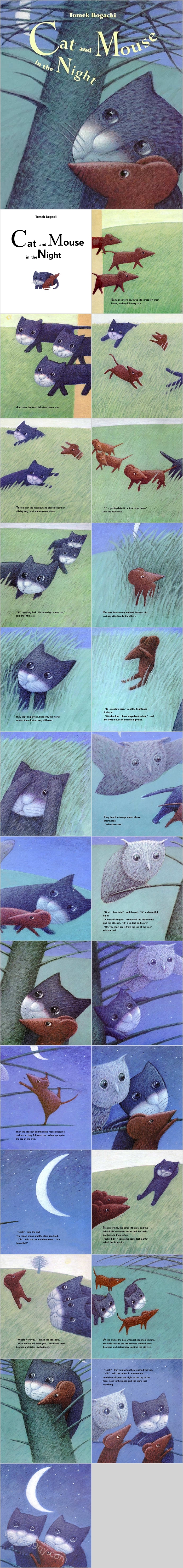 卡通幼儿《Cat and Mouse in the Night》英语绘本故事ppt课件