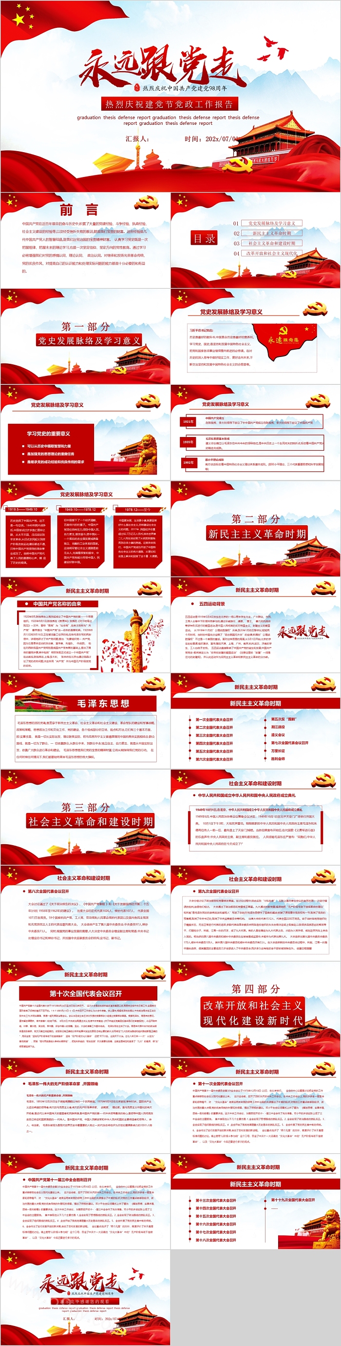 2025红色党政风庆祝七一永远跟党走党政党务建党节PPT课件