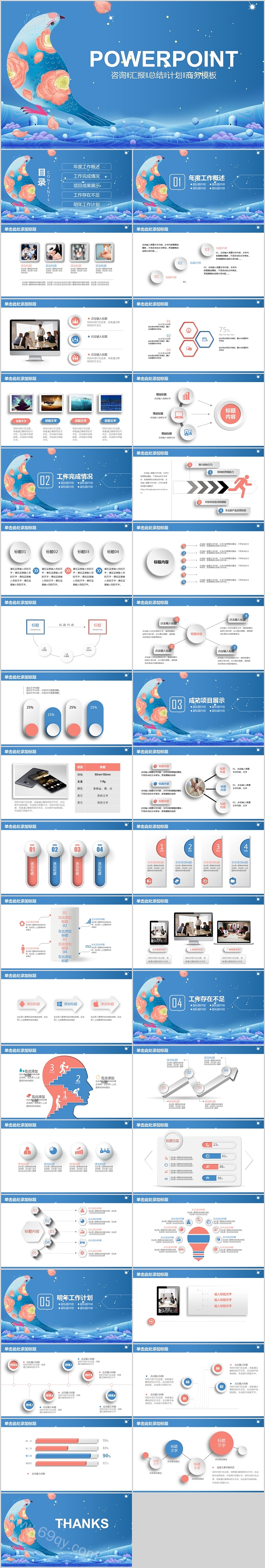 简约蓝色咨询汇报总结计划商务模板