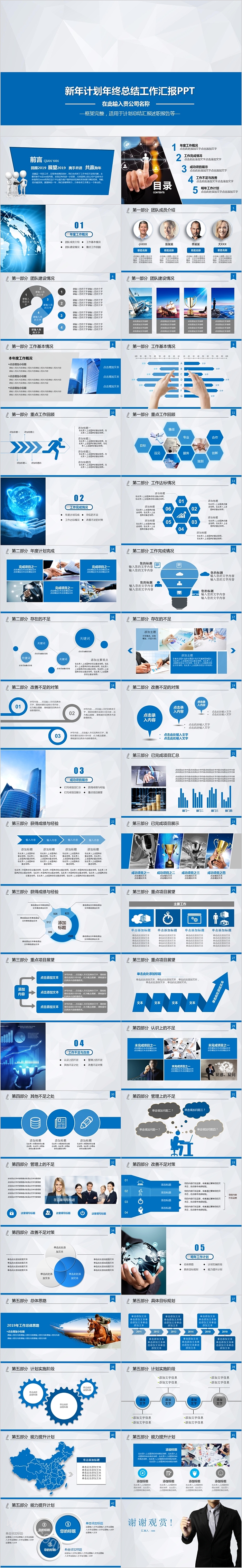 商务新年计划年终总结工作汇报PPT