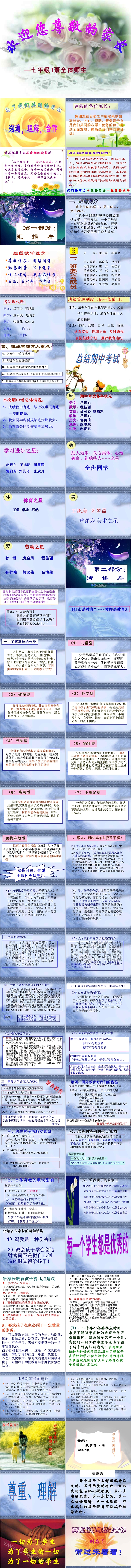 成品七年级初中家长会PPT模板