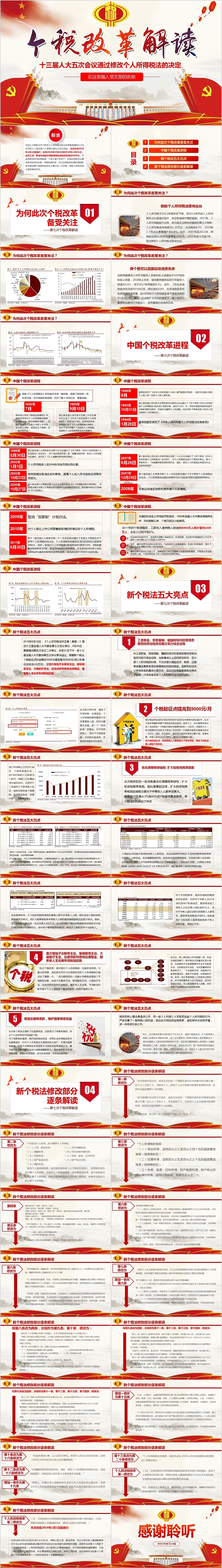 中国风大气个税改革解读PPT模板