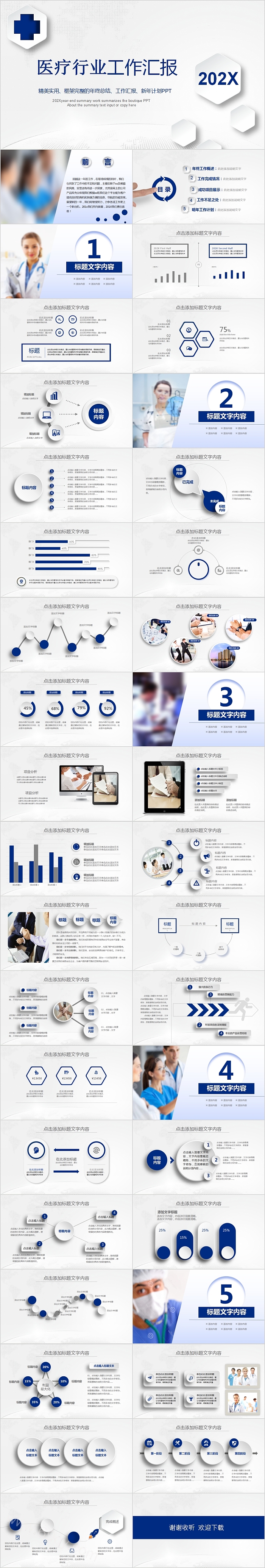 框架完整医疗行业工作汇报PPT模板